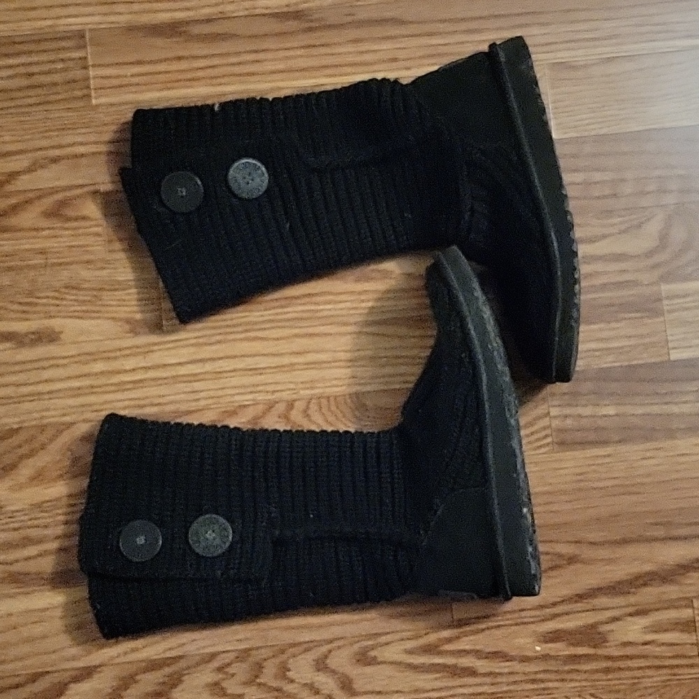 Uggs black crochet tall